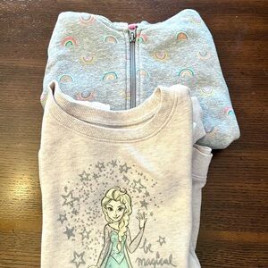 Two sweatshirts: Elsa & full zip rainbow hoodie